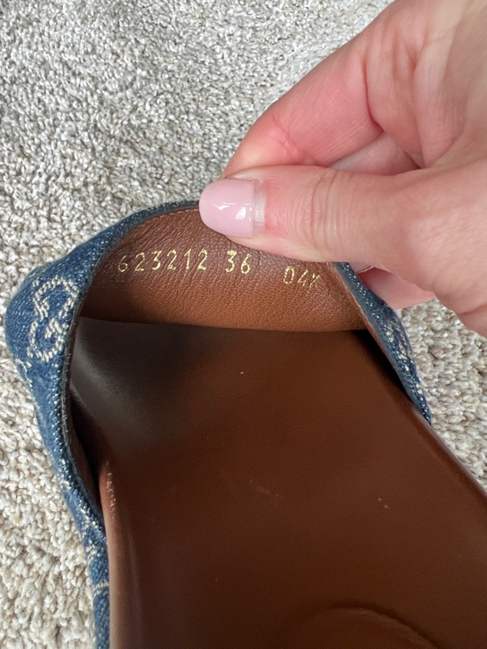 Gucci Angelina Denim GG Logo Platform Slide Sandals - Blue/Brown NIB - Picture 10 of 11